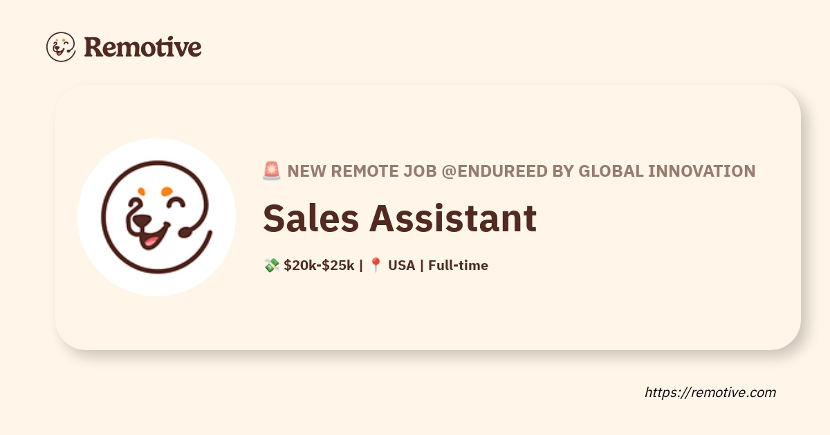 [Hiring] Sales Assistant @Endureed by Global Innovation