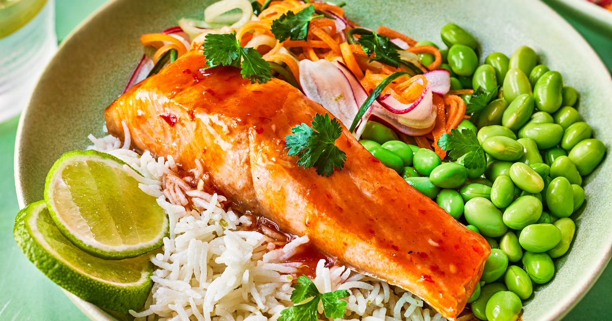 Chilli-lime trout & zingy coconut rice bowl recipe