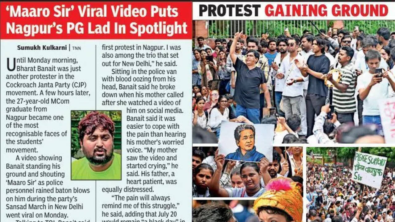 Despite rains, youngsters and oppn join CJP protest to support Wangchuk | Nagpur News