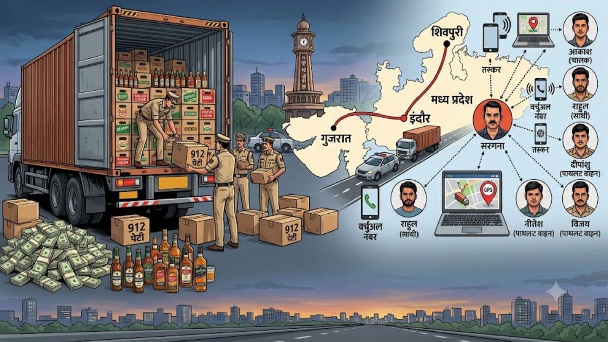 ग्वालियर से गुजरात भेजी गई 912 पेटी बीयर व शराब इंदौर में पकड़ी, 5 आरोपी गिरफ्तार