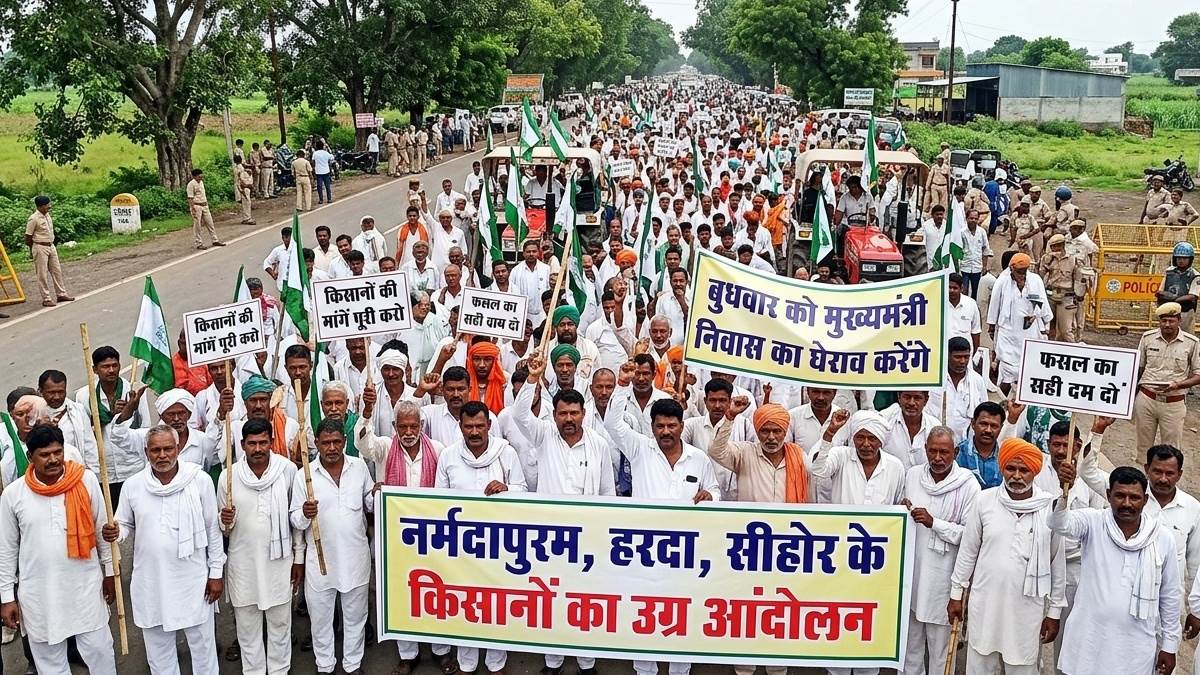 नर्मदापुरम, हरदा, सीहोर जिलों में उग्र हुआ किसानों का आंदोलन, बुधवार को कर सकते हैं मुख्‍यमंत्री निवास का घेराव