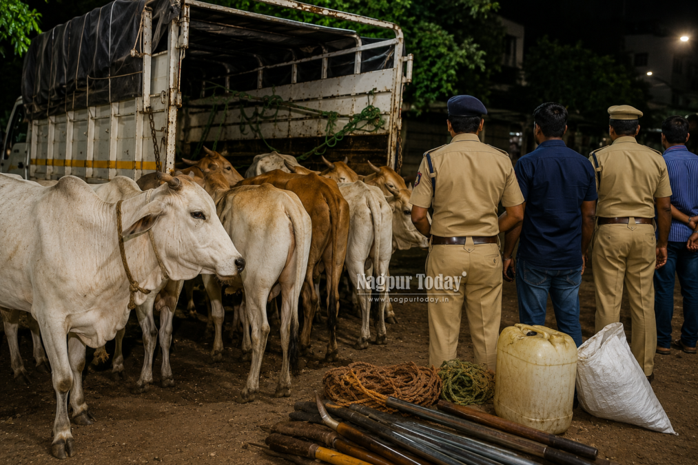 Nagpur Police Rescue 9 Cattle, Foil Alleged Illegal Slaughter Bid