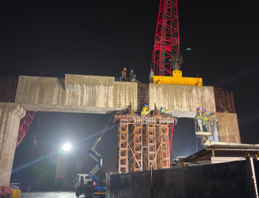 19.63-Metre Portal Beam Successfully Installed Near Butibori Flyover