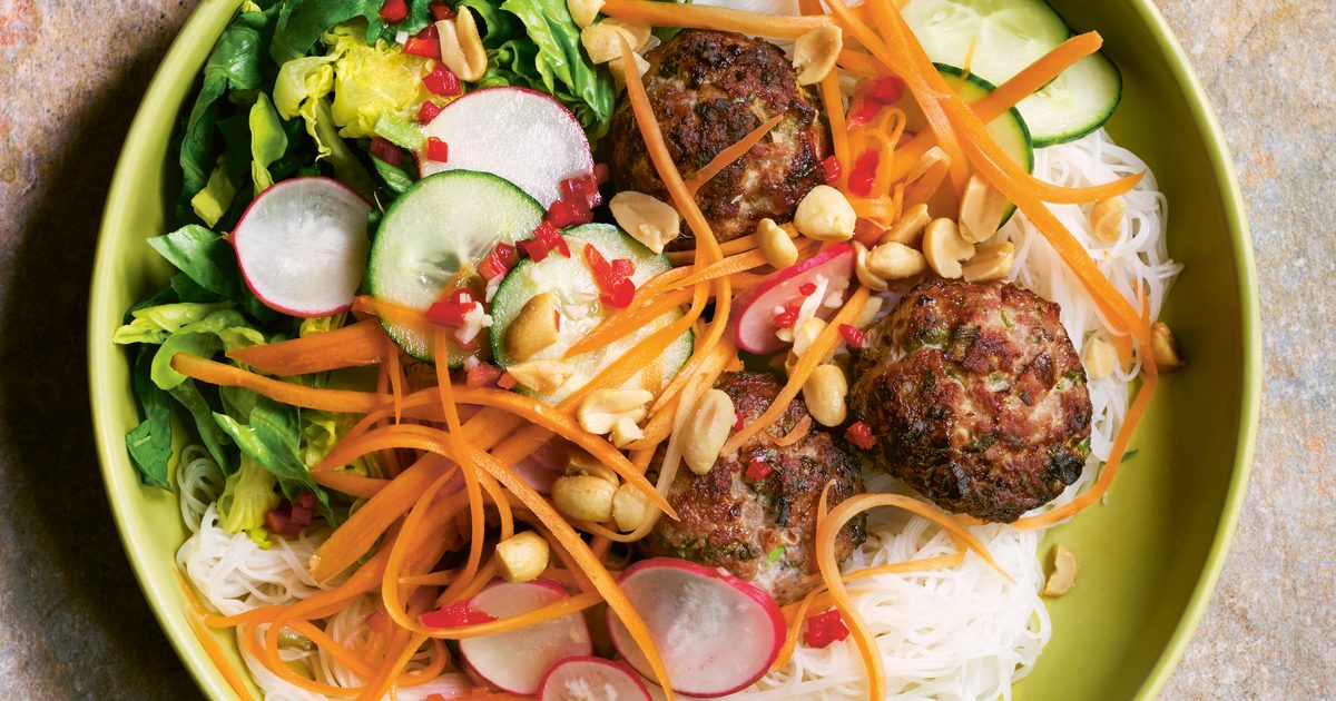 Vietnamese-inspired turkey meatball bowl recipe