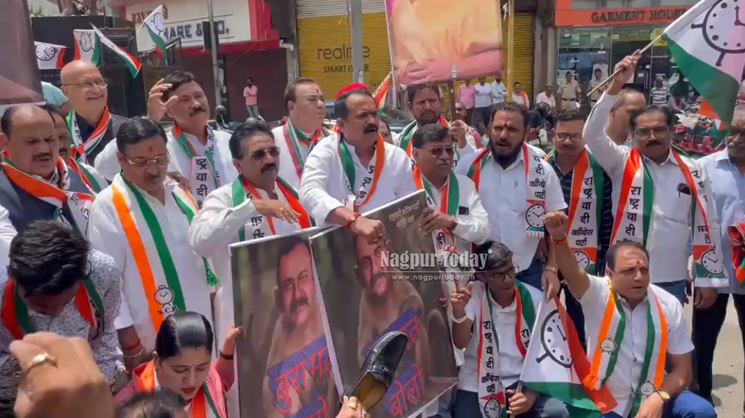 NCP workers stage protest in Nagpur over remark against Sunetra Pawar